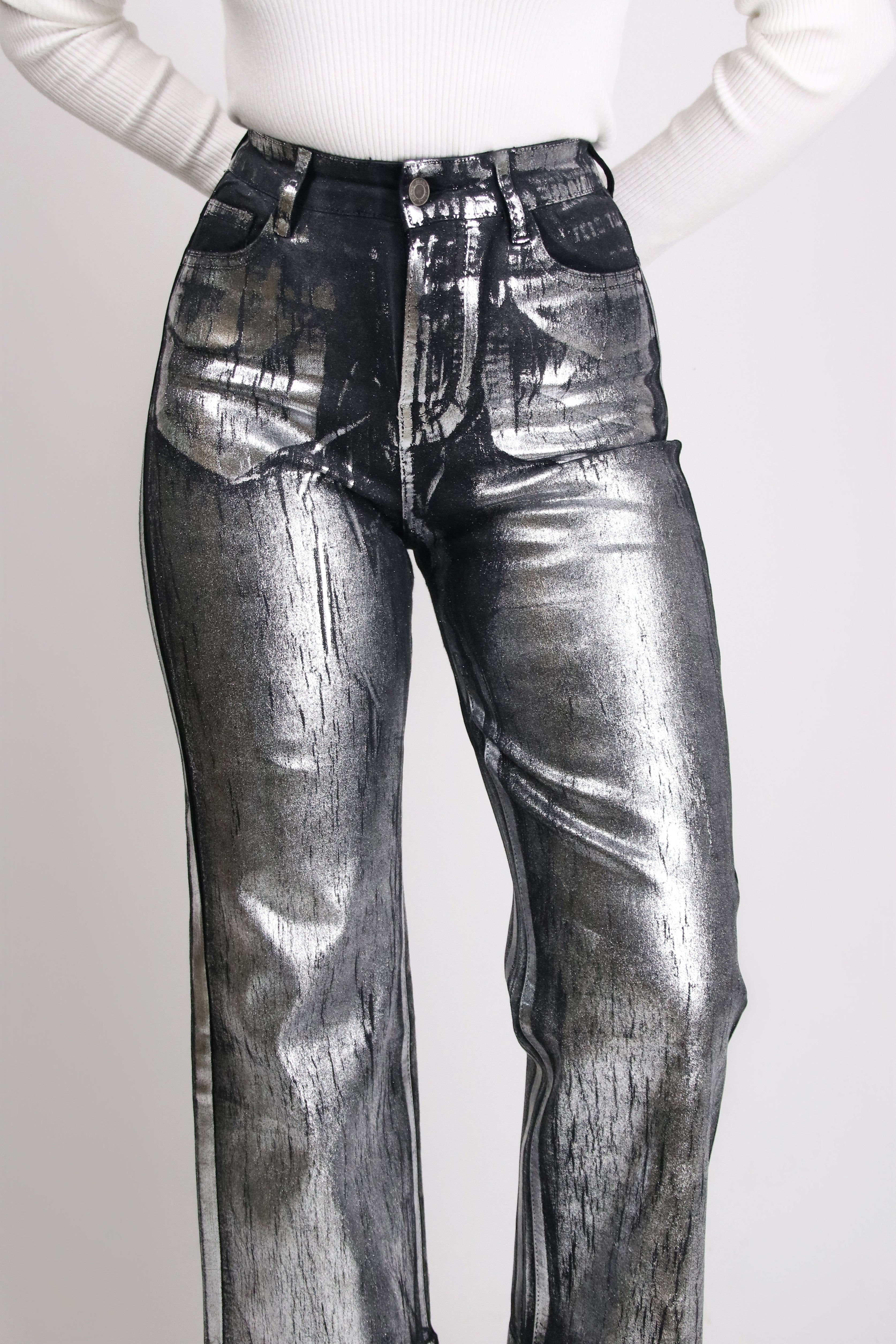 Jeans metallizzato nero