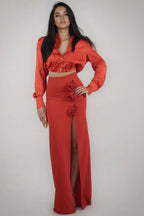 Camicia crop in raso