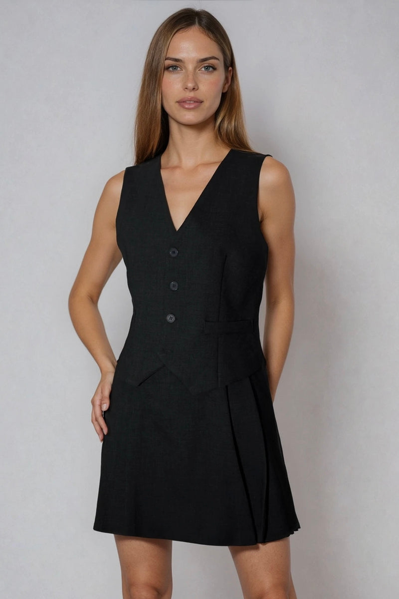 SET GILET PIÙ GONNA NERO